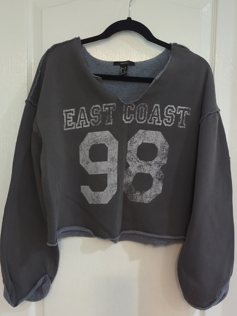 Forever 21 Black Trim Light Gray Sweatshirt Size L